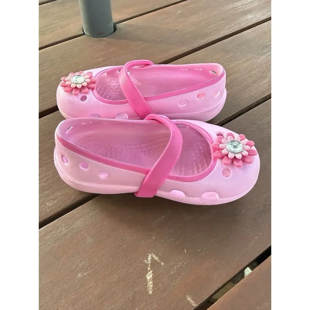 Crocs Kids Girls Keeley Springtime Embellished Mary Jane Flats Shoes Pink C6